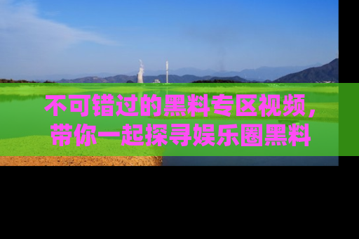 不可错过的黑料专区视频，带你一起探寻娱乐圈黑料